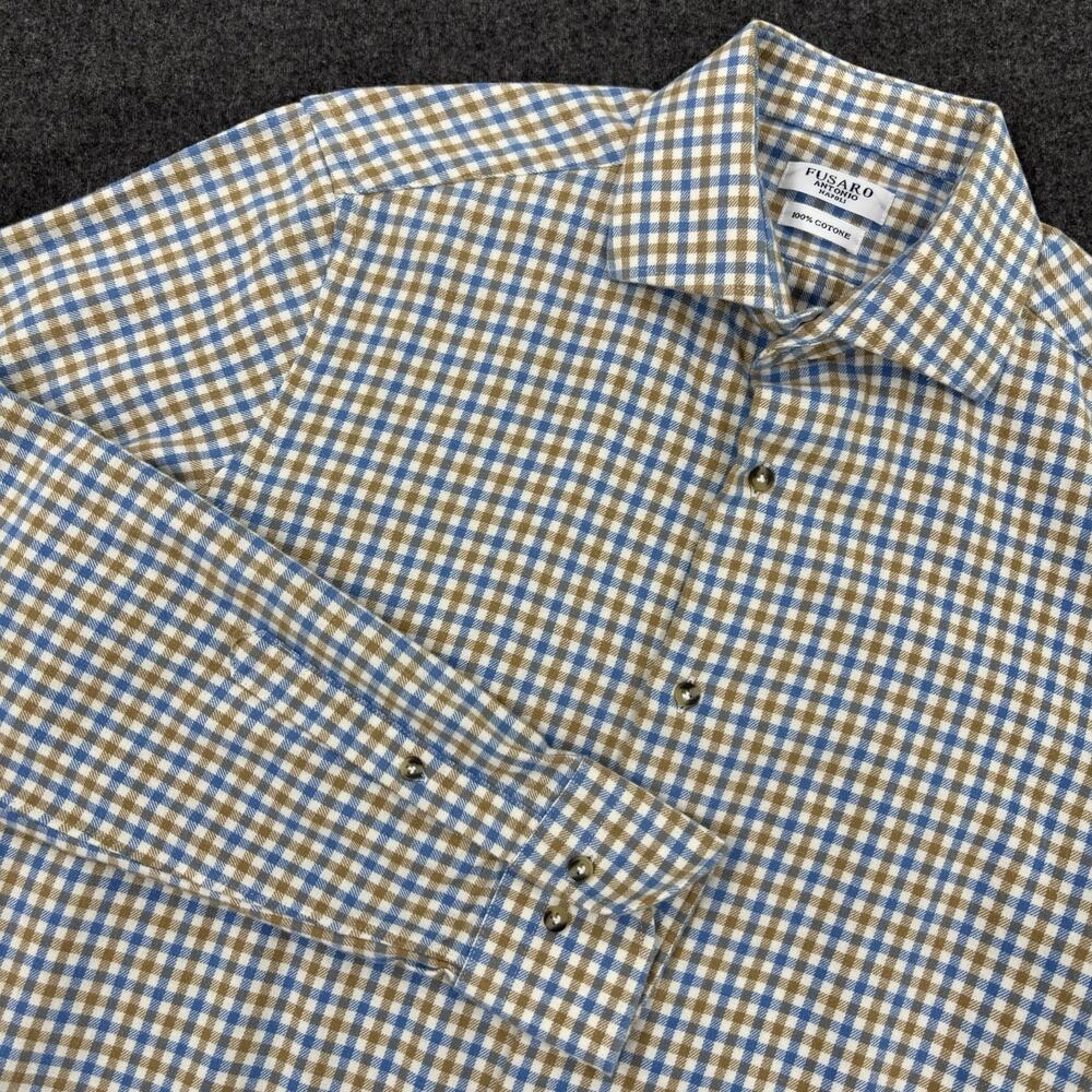 Fusaro Antonio Napoli Button Up Shirt Men 16/41 Geometric Casual Preppy